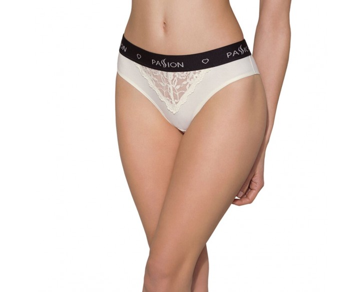 Трусики з широкою гумкою і мереживом Passion PS001 PANTIES ecru, size S