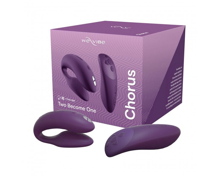 Смарт-вібратор для пар We-Vibe Chorus Purple, сенсорне керування вібраціями стисненням пульта