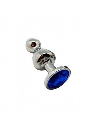 Металева анальна пробка Wooomy Lollypop Double Ball Metal Plug Blue S, діаметр 2,8см, довжина 8,5см