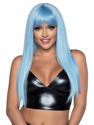 Довга блакитна перука Leg Avenue Long straight bang wig Blue, гладенька, 61 см