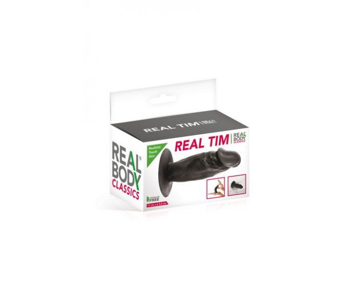 Фалоімітатор Real Body — Real Tim Black, TPE, діаметр 3,4 см