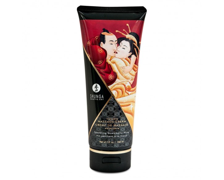 Їстівний масажний крем Shunga Kissable Massage Cream – Sparkling Strawberry Wine (200 мл)