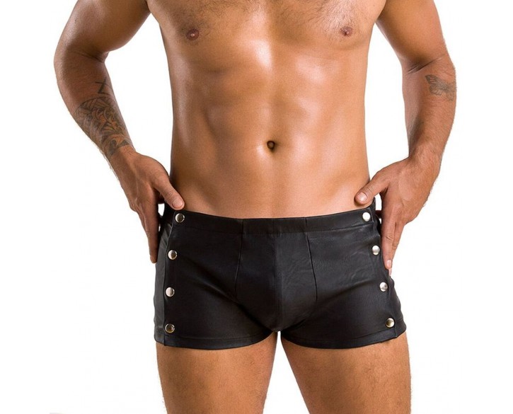 Чоловічі шкіряні боксери із заклепками Passion 048 Short David XXL/XXXL Black