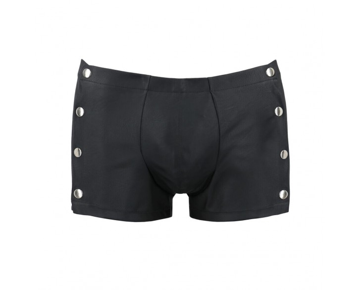 Чоловічі шкіряні боксери із заклепками Passion 048 Short David XXL/XXXL Black