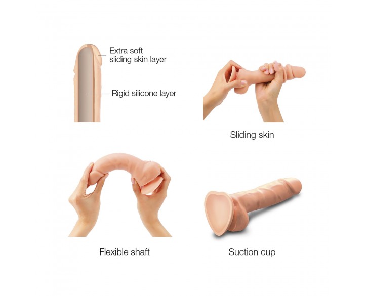 Реалістичний фалоімітатор Strap-On-Me Sliding Skin Realistic Dildo Vanille - XXL, ефект рухливої шкі