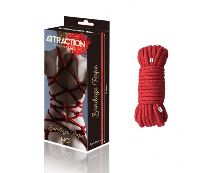 Мотузка для BDSM MAI Bondage Rope Red, довжина 10 м, діаметр 6,5 мм, поліестер