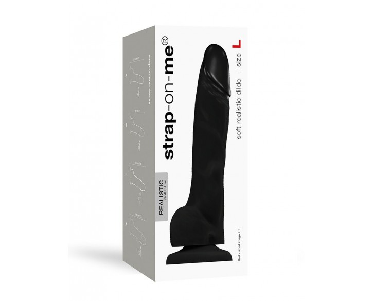 Реалістичний фалоімітатор Strap-On-Me SOFT REALISTIC DILDO Black - Size L