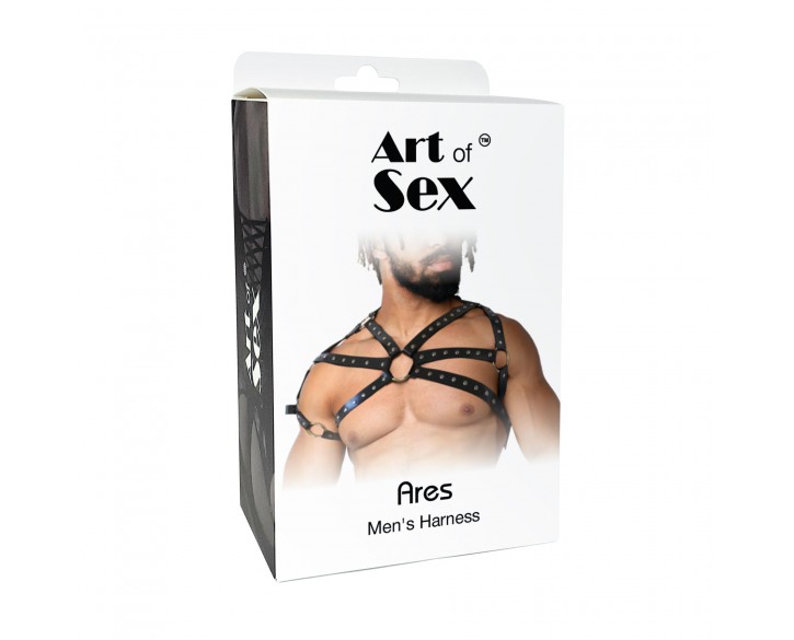 Чоловіча портупея Art of Sex - Ares, натуральна шкіра, колір Чорний, розмір L-2XL