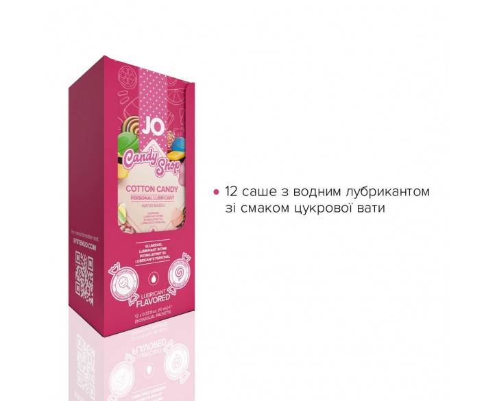 Набір лубрикантів Foil Display Box – JO H2O Lubricant – Cotton Candy – 12 × 10ml