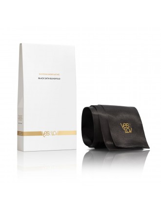 Сатинова пов’язка-стрічка на очі YESforLOV BLACK SATIN BLINDFOLD, підходить для зв’язування