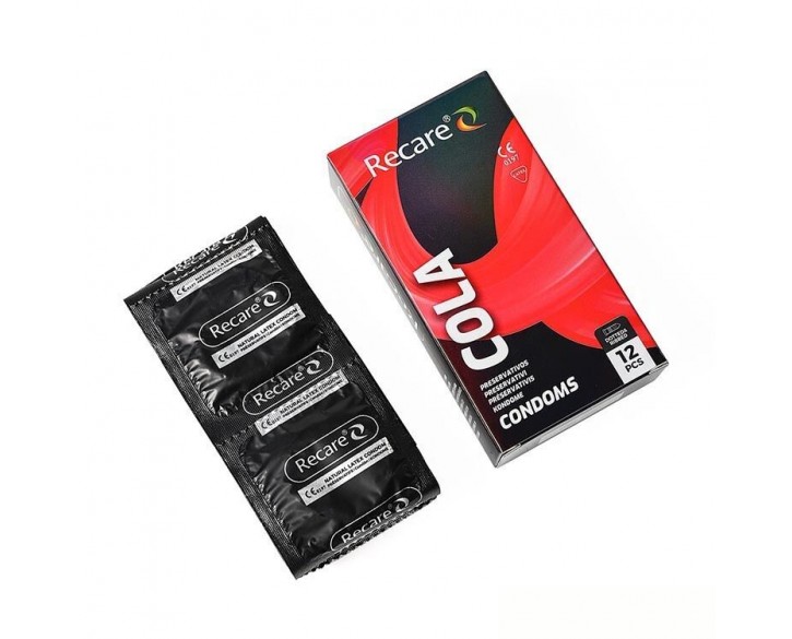 Презервативи Holographic Recare Cola Dotted&Ribbed Condoms 12шт, з пухирцями і ребрами, аромат: Кола