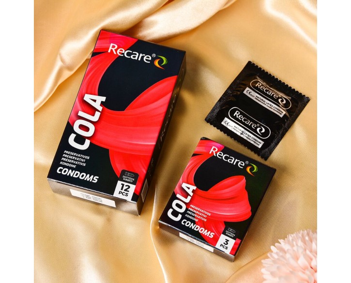 Презервативи Holographic Recare Cola Dotted&Ribbed Condoms 12шт, з пухирцями і ребрами, аромат: Кола