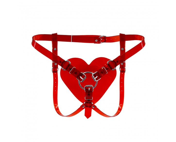 Трусики Серце для страпону Feral Feelings - Hearts Strap-on Belt Red Trasparent