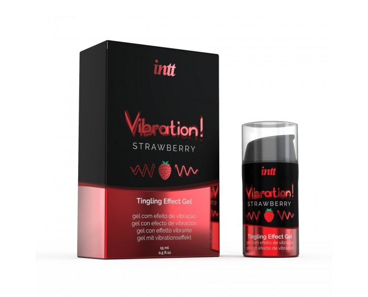 Рідкий вібратор Intt Vibration Strawberry (15 мл), густий гель, дуже смачний, діє до 30 хвилин