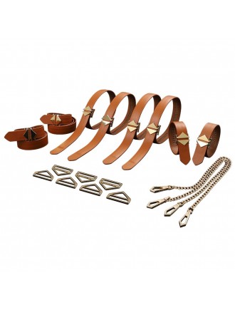 Набір із 8 ременів для зв'язування LOCKINK 8-Bondage-Straps Restraint Set - Brown