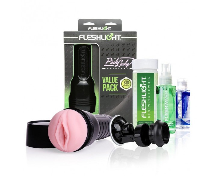 Мастурбатор Fleshlight Pink Lady Original Value Pack: присоска, змазка, чищення і відновлення