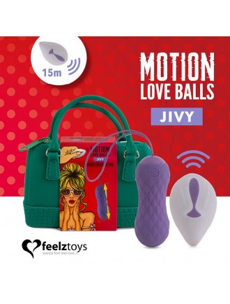 Вагінальні кульки з масажем і вібрацією FeelzToys Motion Love Balls Jivy з пультом ДК, 7 режимів