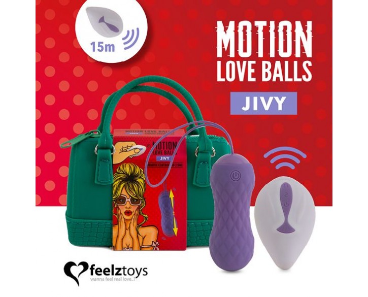 Вагінальні кульки з масажем і вібрацією FeelzToys Motion Love Balls Jivy з пультом ДК, 7 режимів