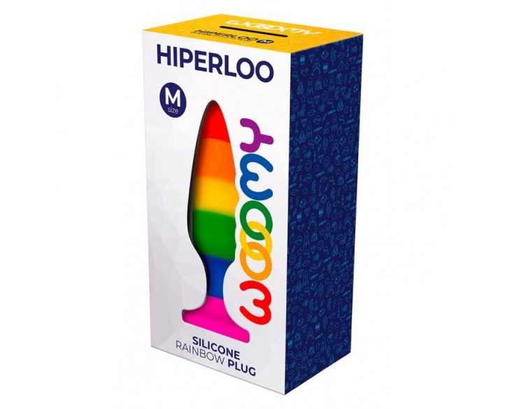 Силіконова анальна пробка Wooomy Hiperloo Silicone Rainbow Plug M, діаметр 2,9 см, довжина 11 см