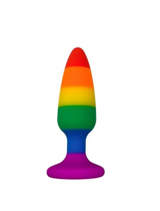 Силіконова анальна пробка Wooomy Hiperloo Silicone Rainbow Plug M, діаметр 2,9 см, довжина 11 см