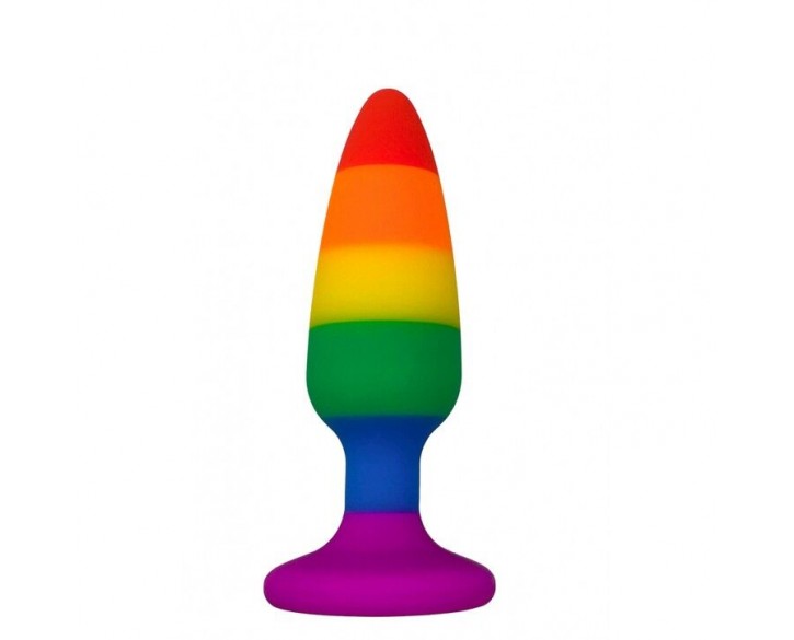 Силіконова анальна пробка Wooomy Hiperloo Silicone Rainbow Plug M, діаметр 2,9 см, довжина 11 см