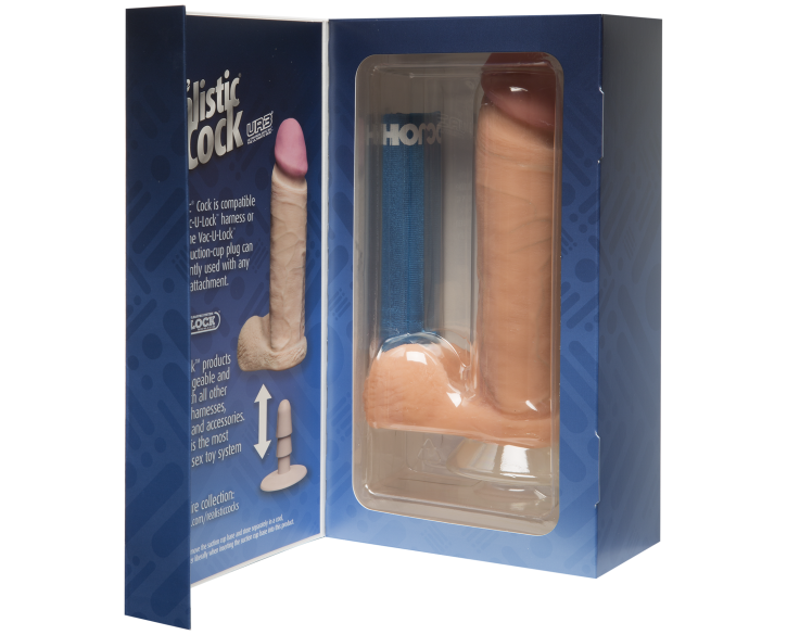 Фалоімітатор Doc Johnson The Realistic Cock 8 inch White - ULTRASKYN, Vack-U-Lock, діаметр 5,1 см