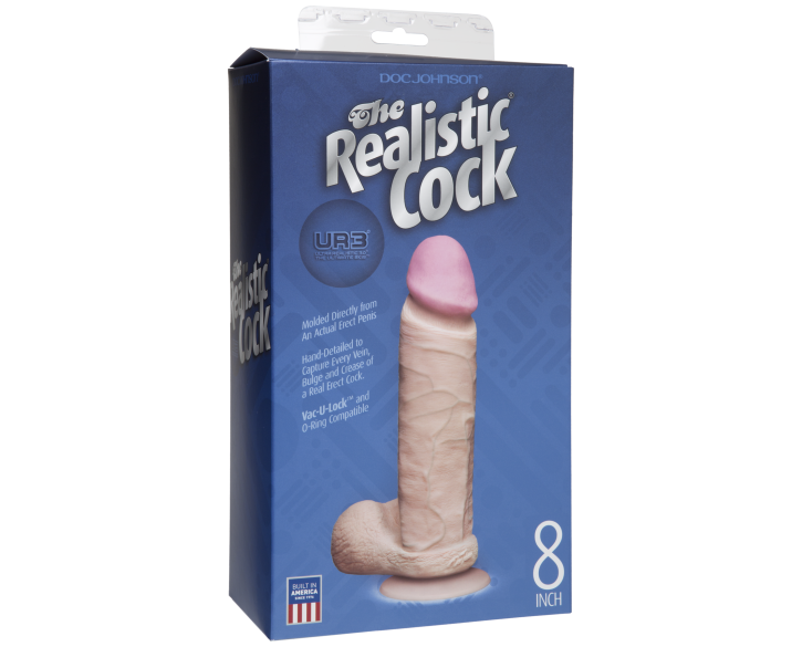 Фалоімітатор Doc Johnson The Realistic Cock 8 inch White - ULTRASKYN, Vack-U-Lock, діаметр 5,1 см