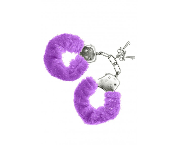 Наручники S Pleasures Furry Cuffs Purple з пухнастим оздобленням, 2 ключі в комплекті