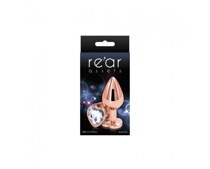 Анальна пробка NS Novelties Rear Assets - Rose Gold Heart - Medium - Clear