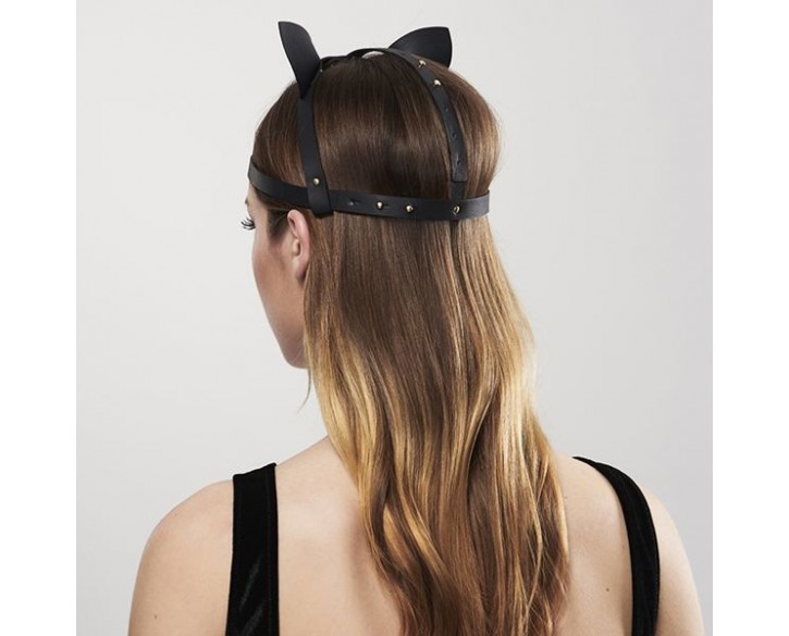 Маска кішечки Bijoux Indiscrets MAZE - Cat Ears Headpiece Black, екошкіра