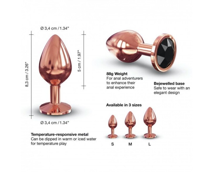 Металева анальна пробка із прикрасою у вигляді кристалу Dorcel - Diamond Plug Rose Gold M