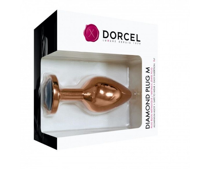 Металева анальна пробка із прикрасою у вигляді кристалу Dorcel - Diamond Plug Rose Gold M