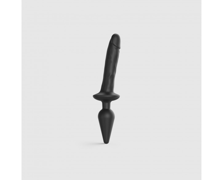 Анальна пробка з дилдо 2в1 Strap-On-Me SWITCH PLUG-IN REALISTIC DILDO Black L, діаметр 4,5/3,4 см