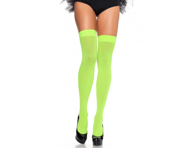 Щільні неонові панчохи Leg Avenue Nylon Thigh Highs Neon Green, one size