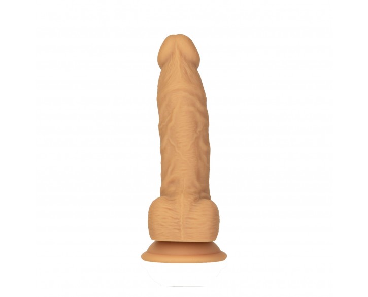 Фалоімітатор ADDICTION Dual Density Silicone Dildo Caramel 8″, присоска, діаметр 4,3 см, віброкуля в