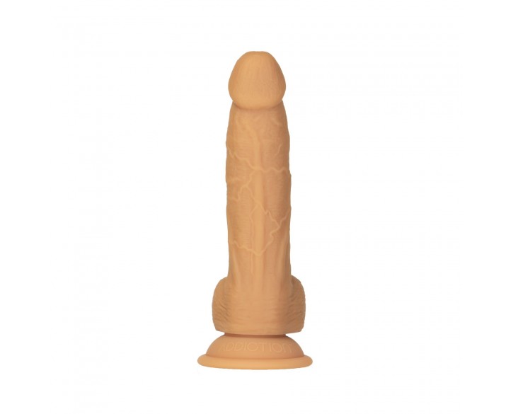 Фалоімітатор ADDICTION Dual Density Silicone Dildo Caramel 8″, присоска, діаметр 4,3 см, віброкуля в