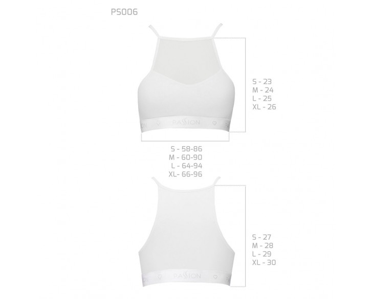 Спортивний топ з прозорою вставкою Passion PS006 TOP white, size S