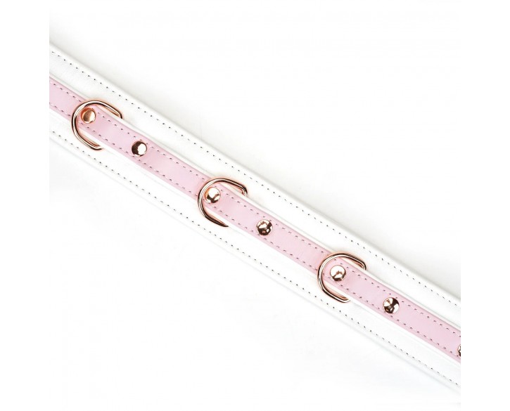 Нашийник з повідцем Liebe Seele White & Pink Fairy Goat Leather Collar