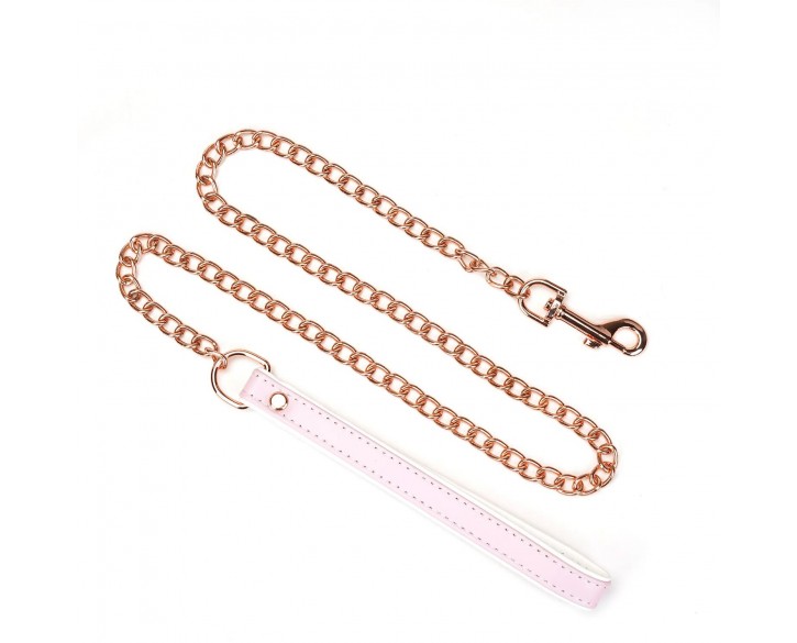 Нашийник з повідцем Liebe Seele White & Pink Fairy Goat Leather Collar