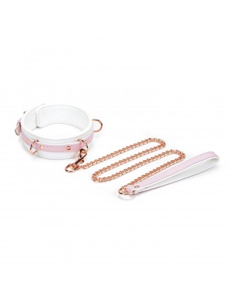 Нашийник з повідцем Liebe Seele White & Pink Fairy Goat Leather Collar