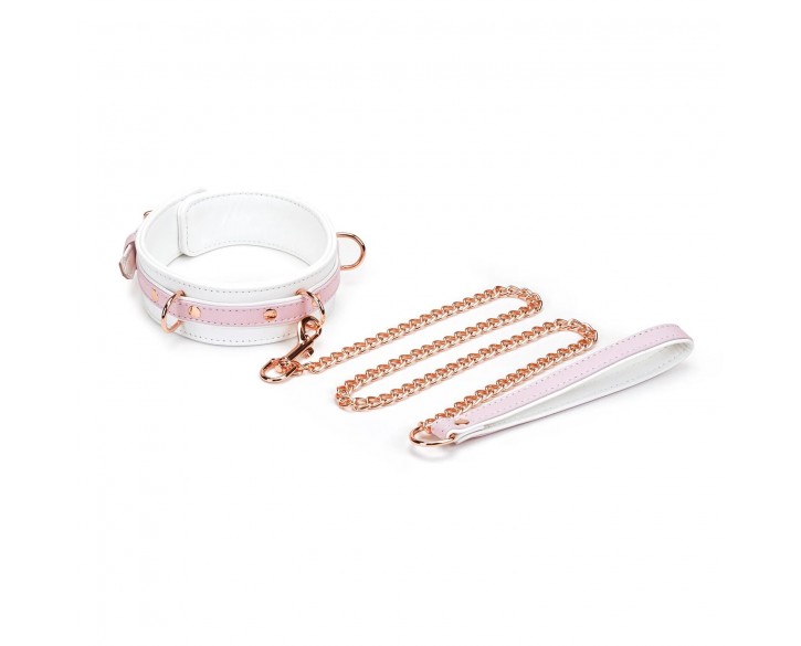 Нашийник з повідцем Liebe Seele White & Pink Fairy Goat Leather Collar