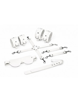 Набір Feral Feelings BDSM Kit 5 White, наручники, поножі, хрестовина, маска, падл