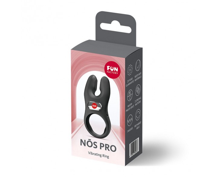 Ерекційне віброкільце з подвійною стимуляцією клітора Fun Factory NŌS PRO Black, 2 мотори