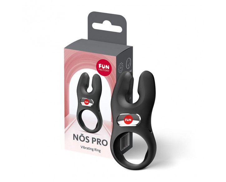 Ерекційне віброкільце з подвійною стимуляцією клітора Fun Factory NŌS PRO Black, 2 мотори