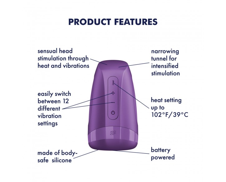 Мастурбатор Satisfyer Men Heat Vibration Battery Series імітатор мінету, підігрів та вібрація