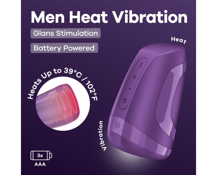 Мастурбатор Satisfyer Men Heat Vibration Battery Series імітатор мінету, підігрів та вібрація