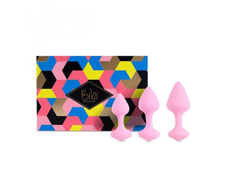 Набір силіконових анальних пробок FeelzToys - Bibi Butt Plug Set 3 pcs Pink