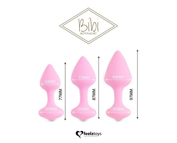 Набір силіконових анальних пробок FeelzToys - Bibi Butt Plug Set 3 pcs Pink