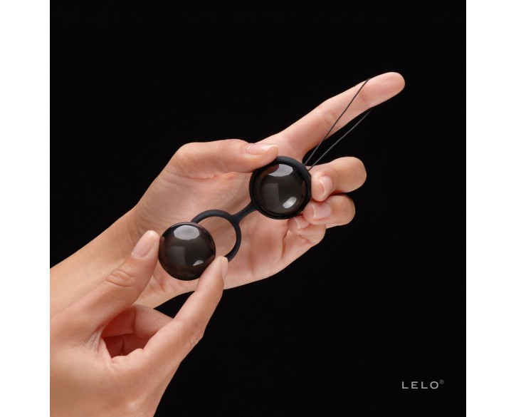 Вагінальні кульки LELO Luna Beads Noir Black, зміщений центр ваги, діаметр 2,9 см, 2х37 г