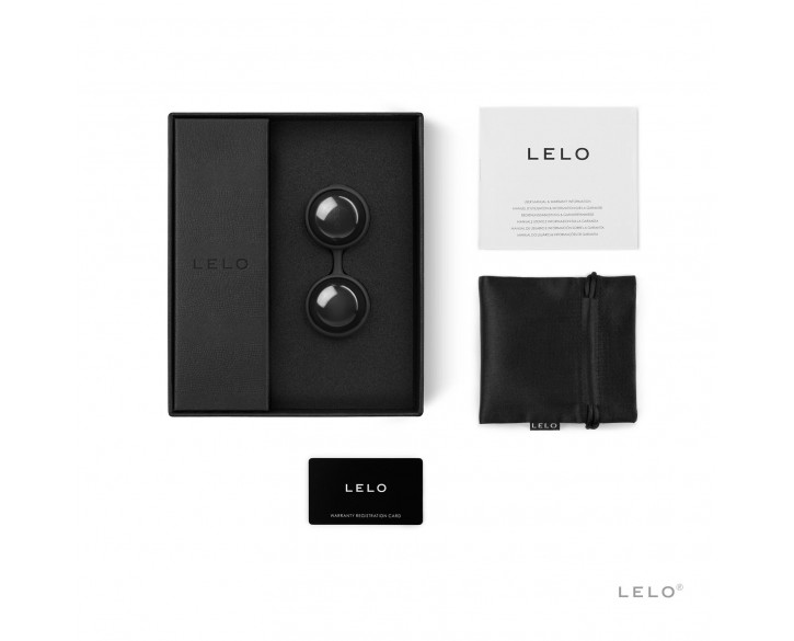 Вагінальні кульки LELO Luna Beads Noir Black, зміщений центр ваги, діаметр 2,9 см, 2х37 г